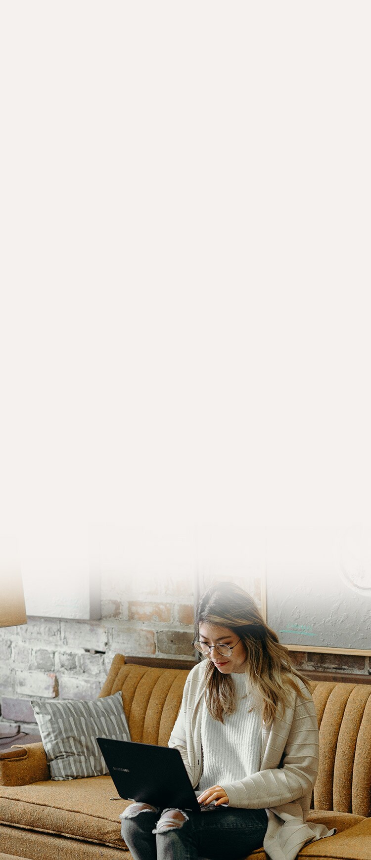 A woman uses LifeLock to check her credit report for free. 