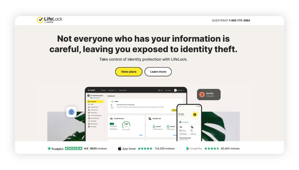 Screenshot of LifeLock’s homepage.