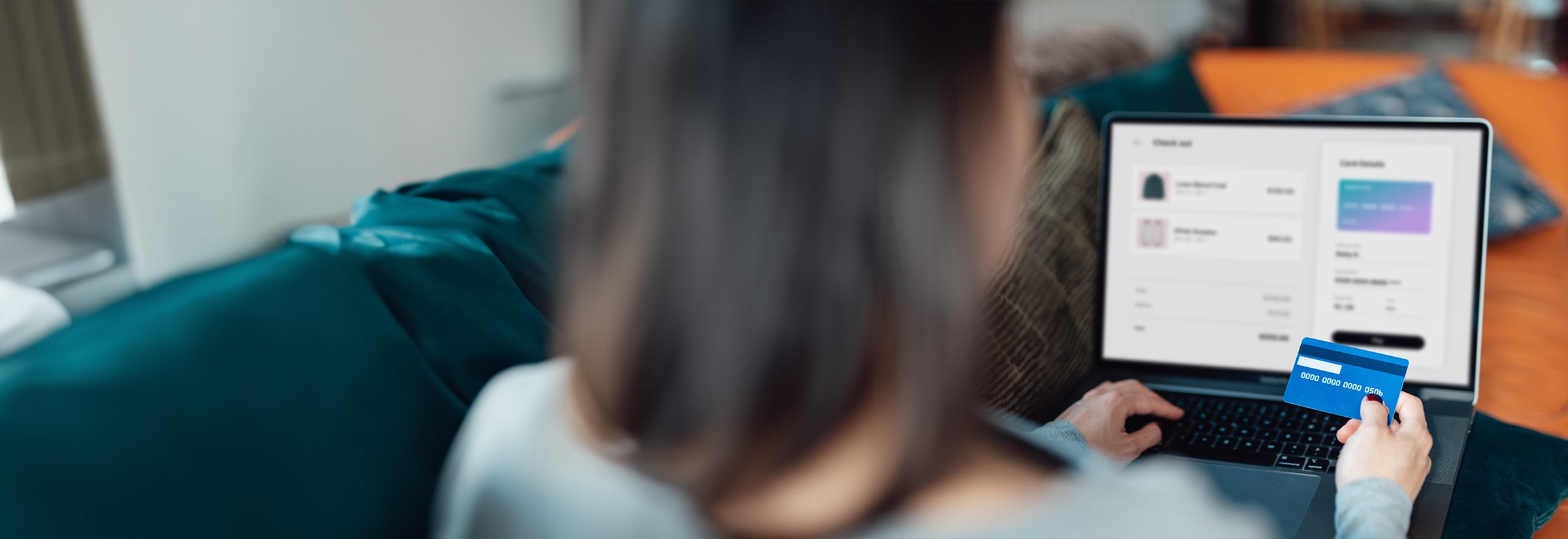 A lady looking up how to report credit card fraud.
