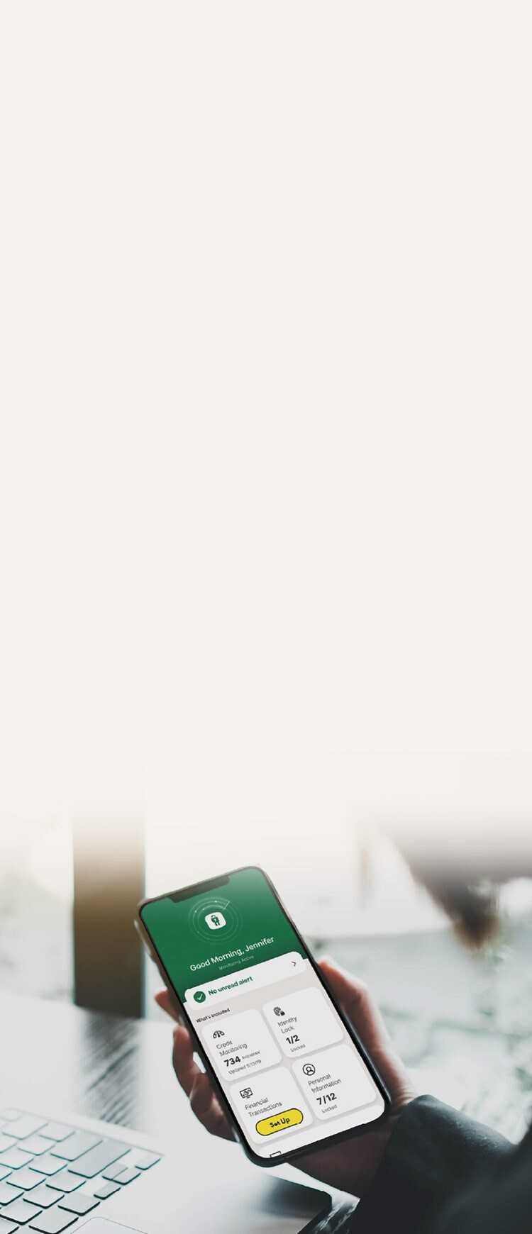 A view of LifeLock Ultimate Plus crediting monitoring services on mobile and desktop.