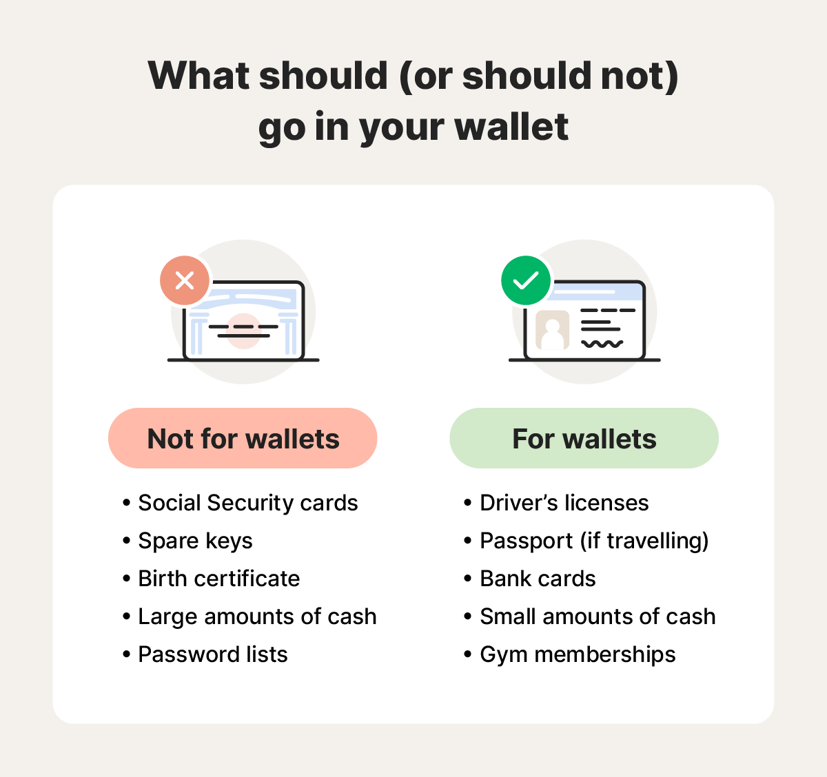 What you should keep in your wallet to stay safe.