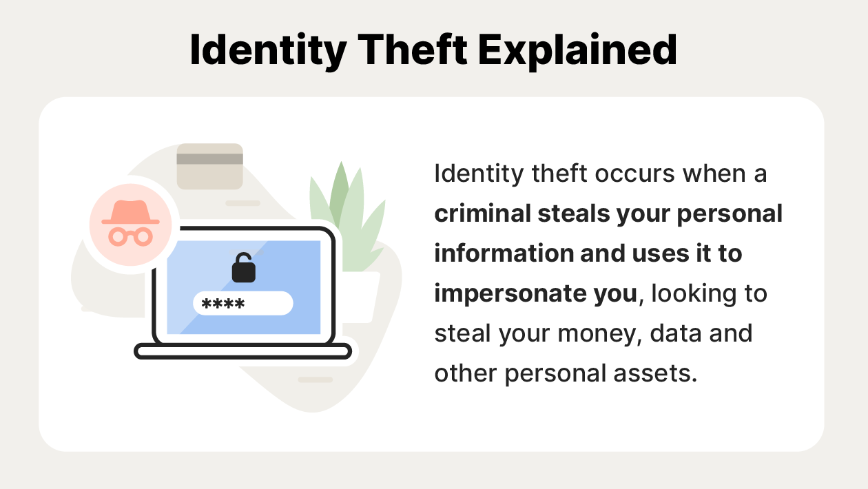 An illustration explaining what identity theft is.