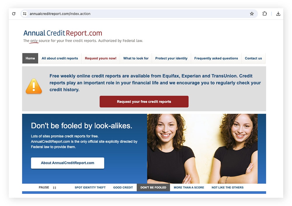 You can check your credit reports at Annual Credit Report.com.