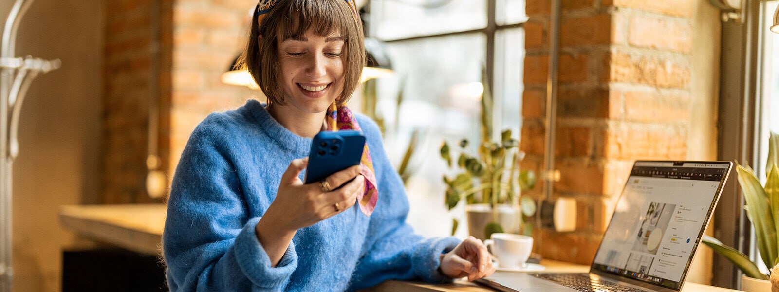 A woman protects her personal information by using additional security measures like two-factor authentication.