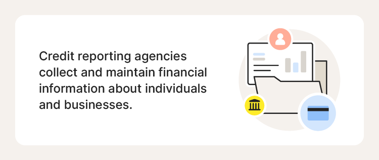 A graphic that defines what the three credit reporting agencies do.